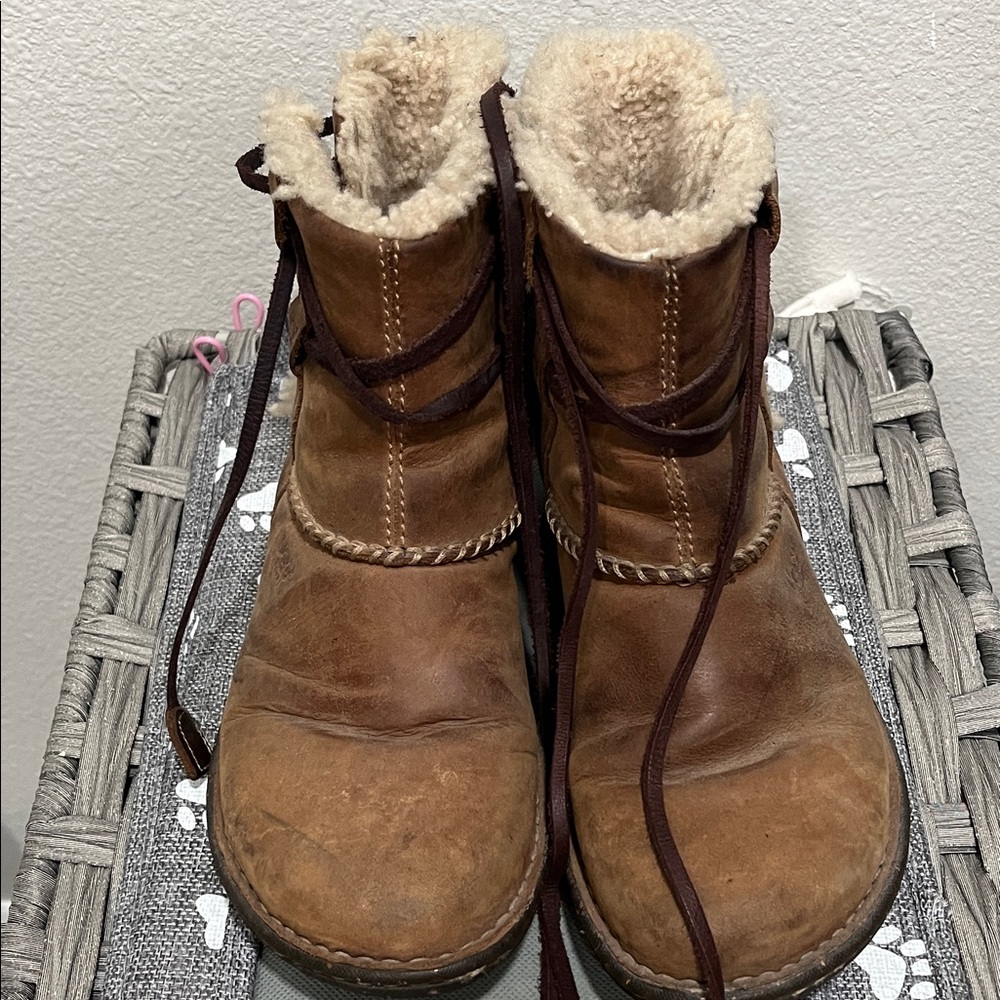 UGG Tan Shearling-Lined Winter Boots